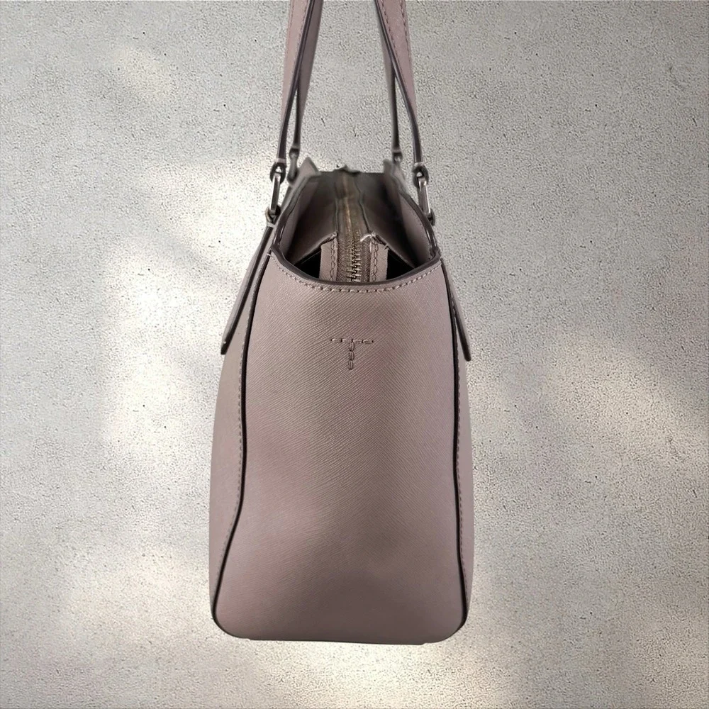 Tory Burch Emerson Small Top Zip Tote Bag French Gray Taupe
